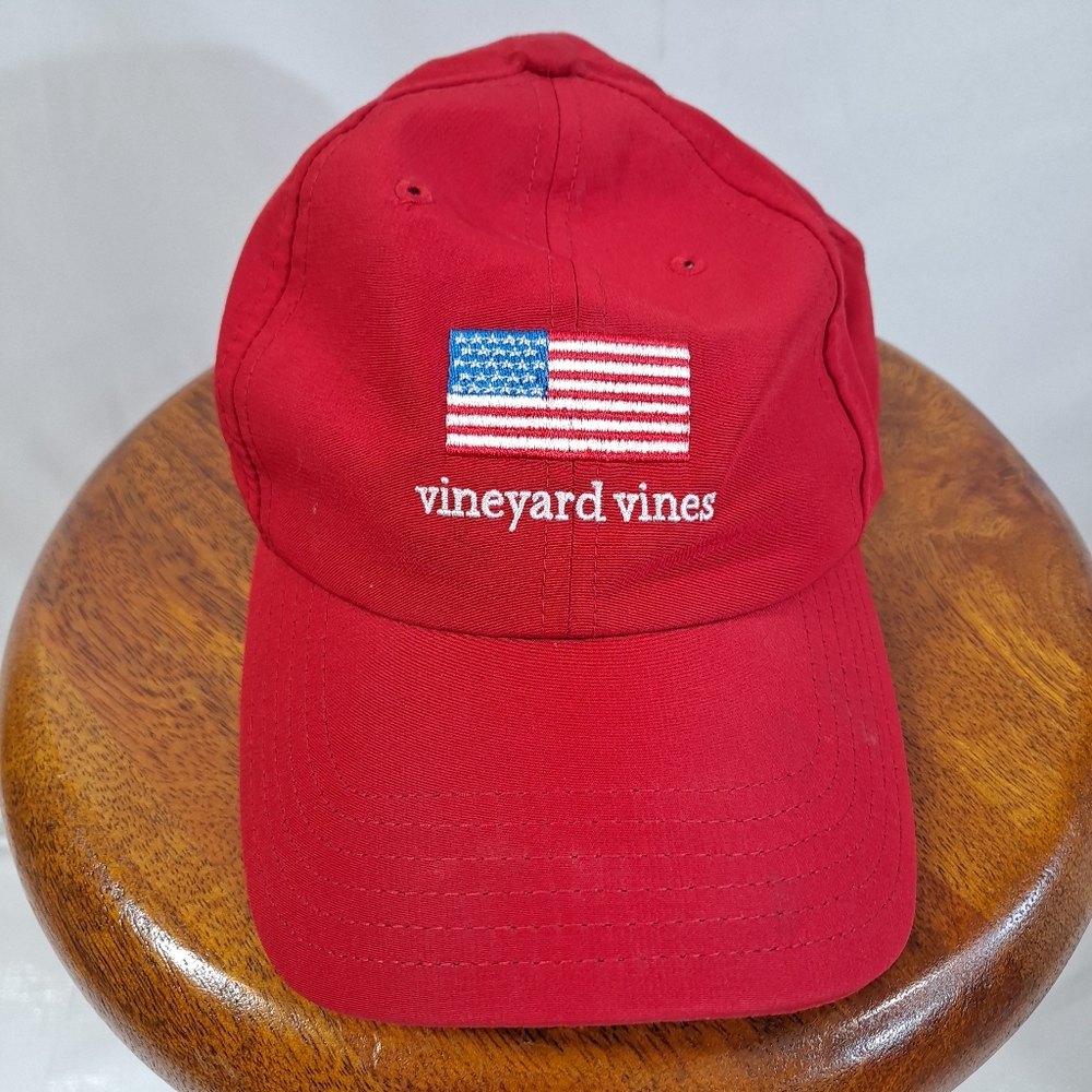 Vineyard Vines Red Nylon USA Flag Baseball Hat